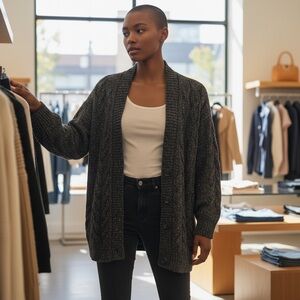 Ava & Viv Charcoal Knit Cardigan